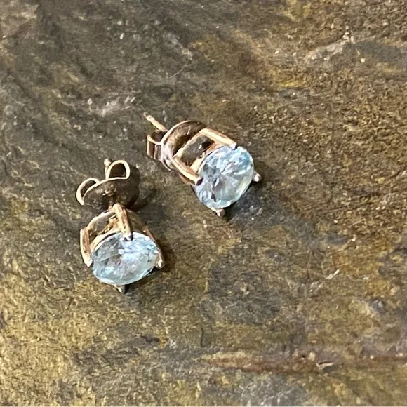 Crislu Blue Topaz Studs - Picture 3 of 5